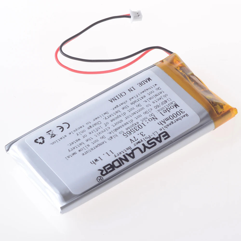 10pcs/Lot Silicone Wires 103565 103665 3.7V 3000mAh JST1.25 2P Li-Polymer Battery for console Miyoo Mini Plus Game machine