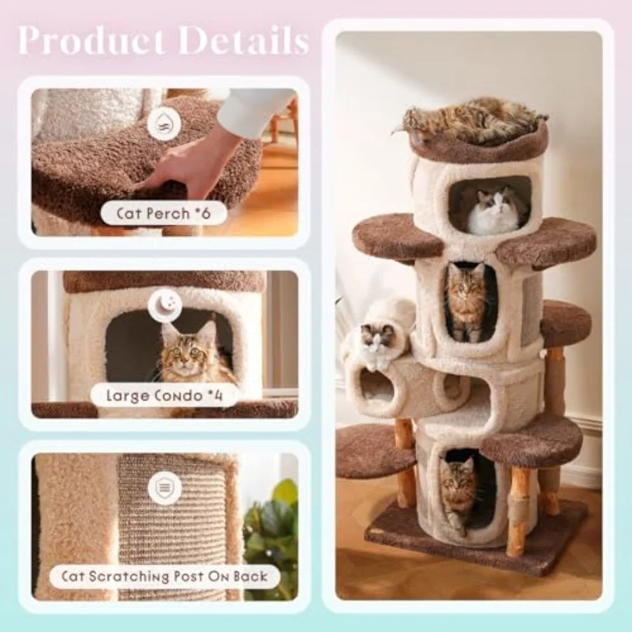 70 Heavy Duty Cat Tree for Large Cats with Toys All-in-One Cat Tower Featuring Multiple Cat Perches Tall Scratching Post Durabl