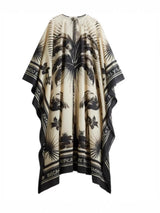 2025 Summer Fashion Series New Women's Loose Print Bohemian Retro V-neck Temperament Beach Sunscreen Skirt