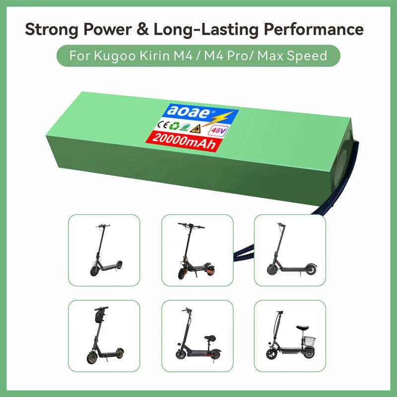48V Lithium Battery Pack 13S4P 20Ah Grade-A Cells For Kugoo M4 M4Pro Max Speed E-Scooter Built-in BMS Dual XT60+T Long Range