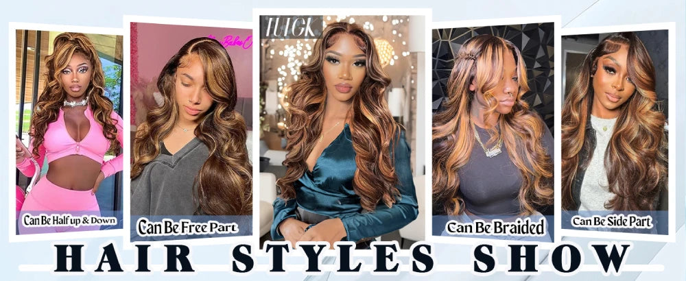 180% 200% Density Remy Human Hair Body Wave Wigs P4/27 Highlight Colored 13x4 13x6 HD Transpatent Lace Frontal Wig 18-46 Inch Pre Plucked Hair For Women