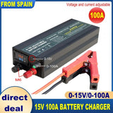 12v 100A 60a lithium Battery Charger 30A 20A 40A 50A Fast Charger with Adjustable Current 100V-240V for Lifepo4 Lithium Battery