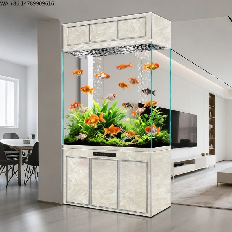 All-in-One AquariumScreen-style Entrance Cabinet Box Fish Tank Modern Integrated Vertical Design Rectangular Living Room Office