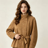 Women's Jacket Coat French Style Fashion Casual Trendy Lace-Up Design Coat for Women