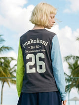 Trendy Color Block Raglan Sleeve T-Shirt Women Navy Blue Neon Green Casual Long Sleeve Crew Neck Top 265405
