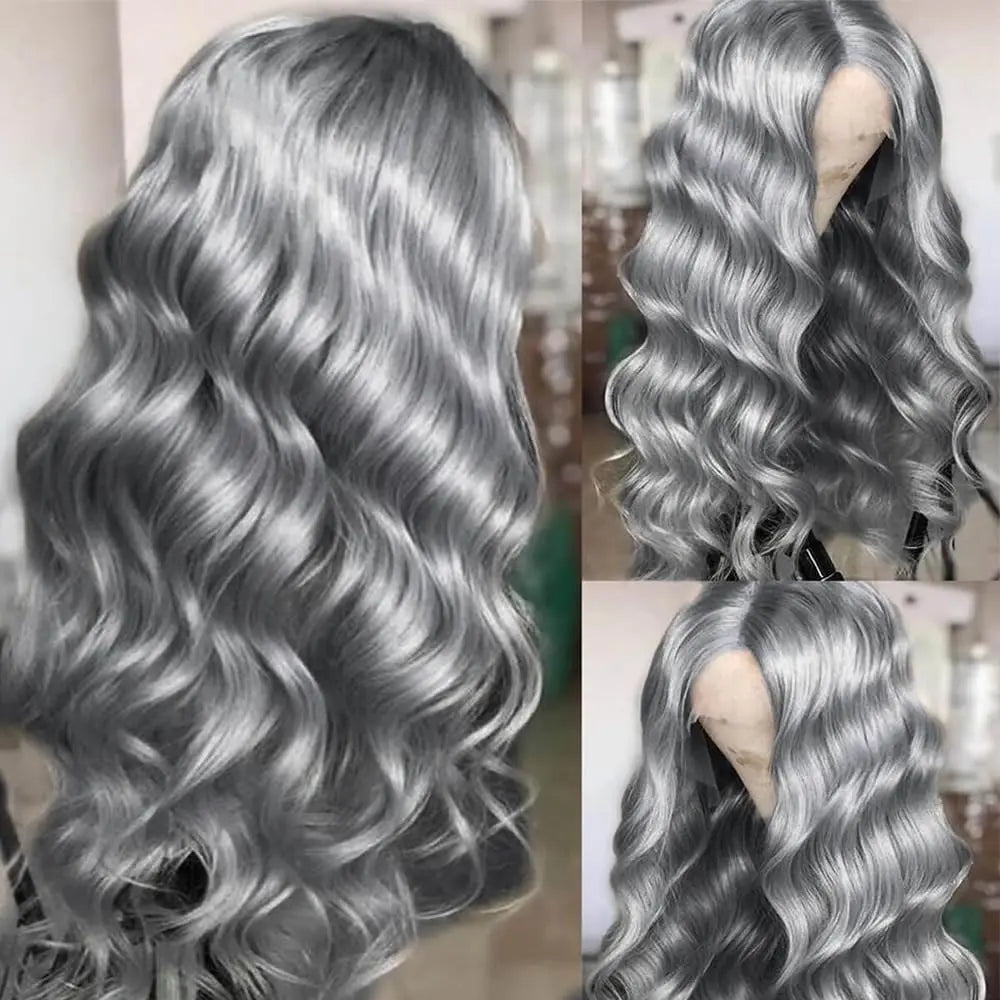 Cosplay Body Wave Silver Grey 13X4 Lace Front Wigs Human Hair 13x6 HD Lace Front Wigs Remy Brazilian 613 Colored Human Hair Wigs