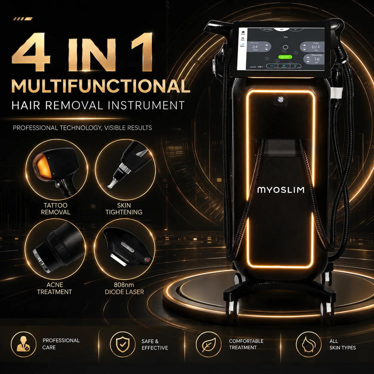 4 In 1 Diode Ice Titanium Laser FAC 5000W 4 Wavelength 755/808/940/1064NM Portable Device Soprano Body Hair Removal