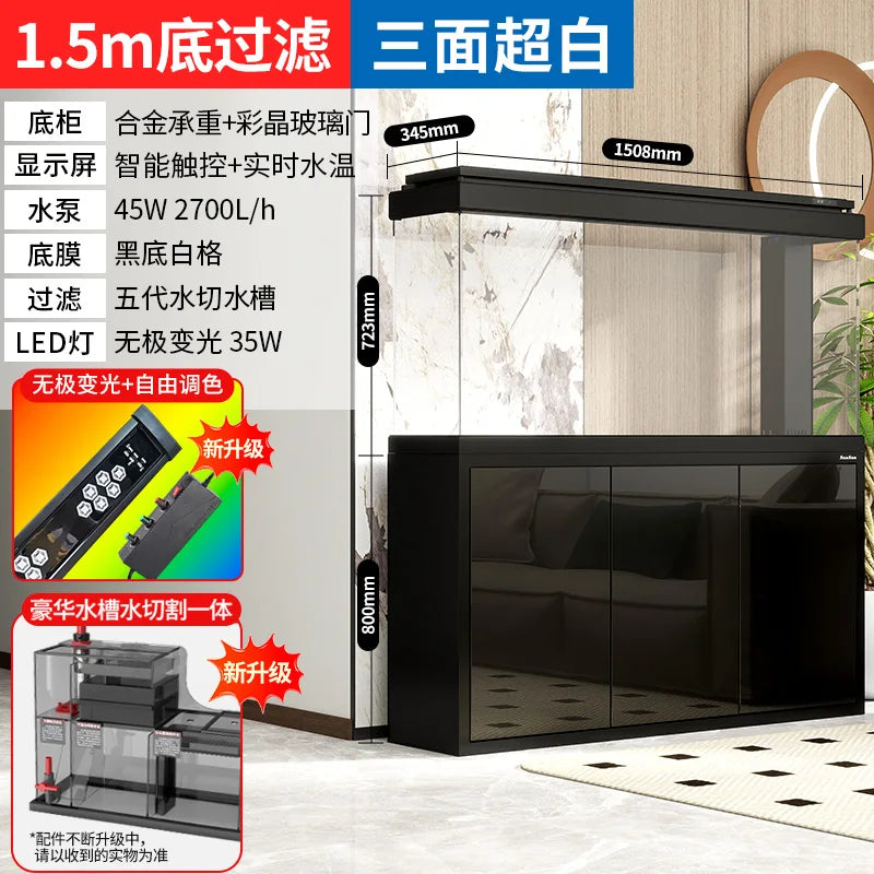 Fish Farm Shrimp Aquarium Indoors Simplicity Decoration Luxury Aquarium Accent Glass Ecology Home Furniture El Acuario