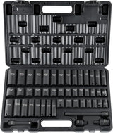 48-Piece 3/8" Drive Impact Socket Set with SAE/Metric Sizes, Deep & Shallow, Extension Bar & Adapters
