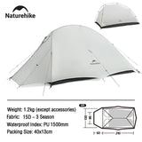 Naturehike Cloud Up UL Camping Tent Ultralight 15D Quick Bulid Beach Tents Outdoor Waterproof Two Person Large Hiking Tent