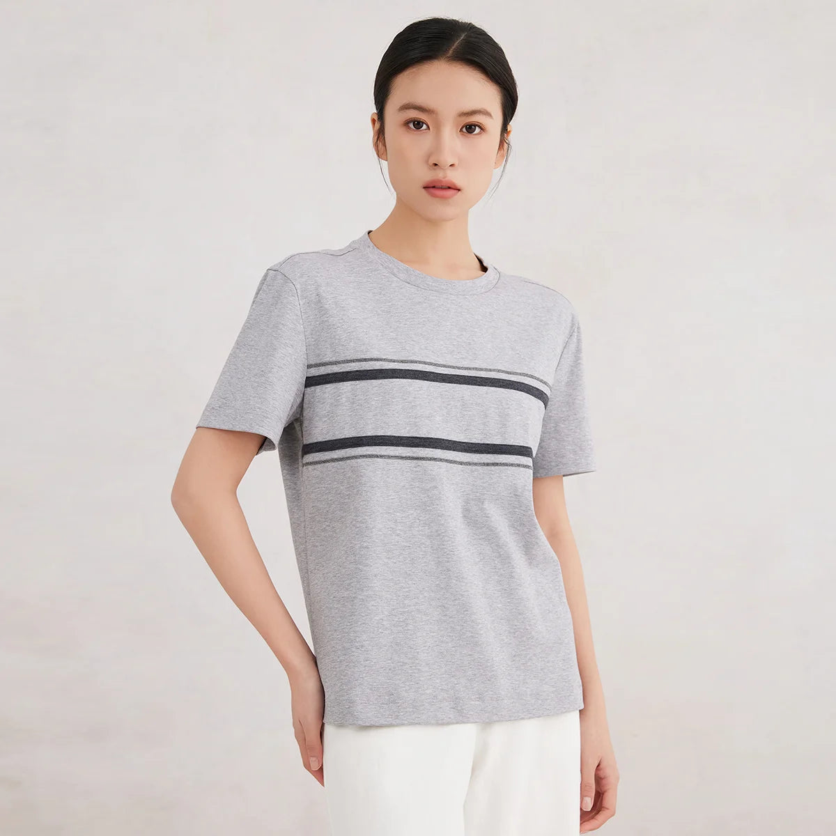 K3060X High Quality Luxury Women's Clothing 100% Cotton Short-Sleeved Round-Neck T-Shirt