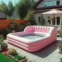 Equipped with Portable Lounge Chairs, Commercial Custom Inflatable Sofa Pool Set,