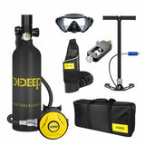 DIDEEP 1L Mini Scuba Diving Tank Set, 15-20Mins Underwater Diving Cylinder with Hand Pump，Portable Lungs Bottle with 3000 PSI
