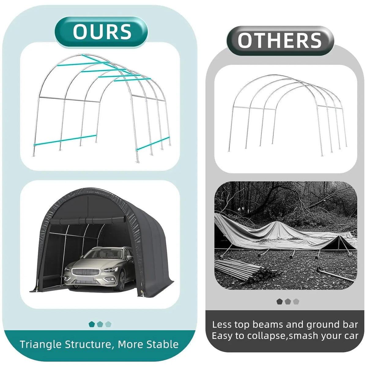 10x15FT Heavy Duty Carport Portable Garage All-Steel Frame Round Roof Anti-Snow Outdoor Shelter Car Truck Boat Storage, Custom