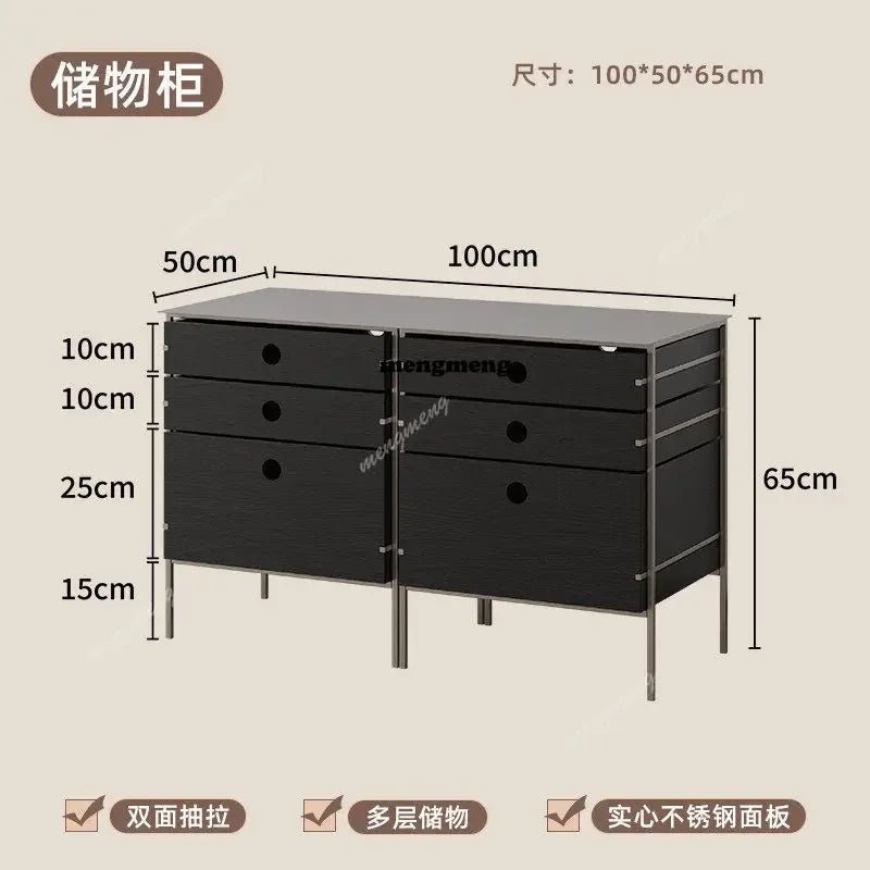 A139 Stainless steel solid wood chest cabinet household multi-layer storage storage living room locker