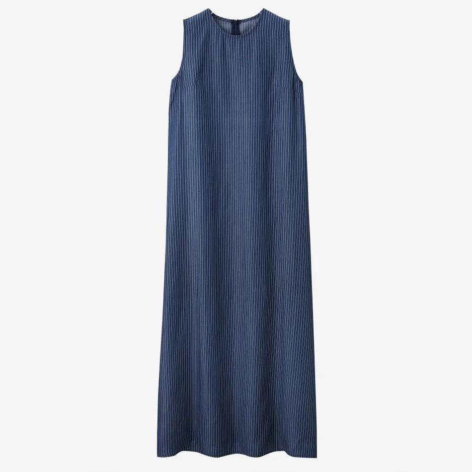 AS SS26 Lyocell light Denim pinstripe wrap shirt + dress matching set fashionable vitality women's outfit