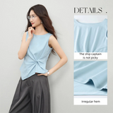 SENTUBILA Women's Summer Tank Tops 2026 Casual Cotton Sleeveless Tee Slim Fit Twist Asymmetrical Hem T-shirts Woman 162TA5638