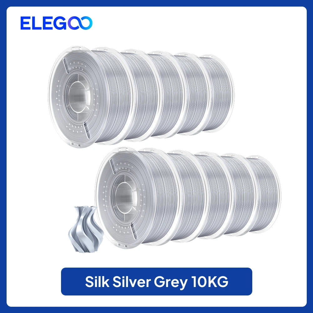 ELEGOO 5KG/10KG 1.75mm Silk PLA Filament,3D Printer Filament 1kg Gold Silver Fits for Most FDM 3D Printers