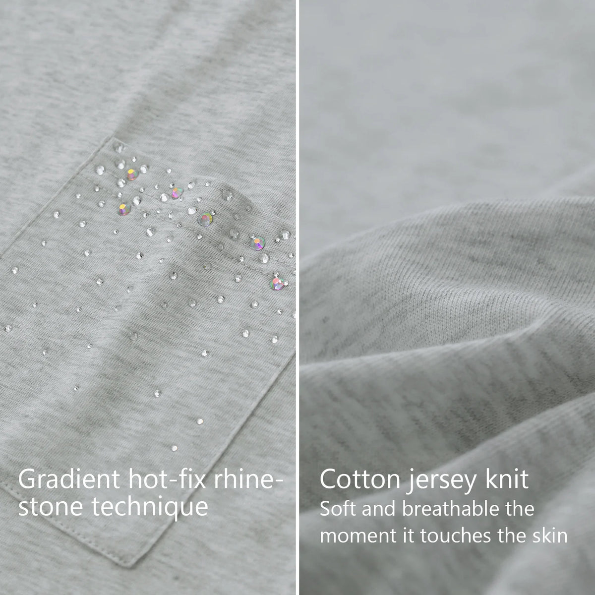 Amii Women's T-Shirt 2026 Summer New O-Neck Cotton Short Sleeve Rhinestone Studded Pocket Tee Loose Simple Casual Top 12612039