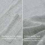 Amii Women's T-Shirt 2026 Summer New O-Neck Cotton Short Sleeve Rhinestone Studded Pocket Tee Loose Simple Casual Top 12612039