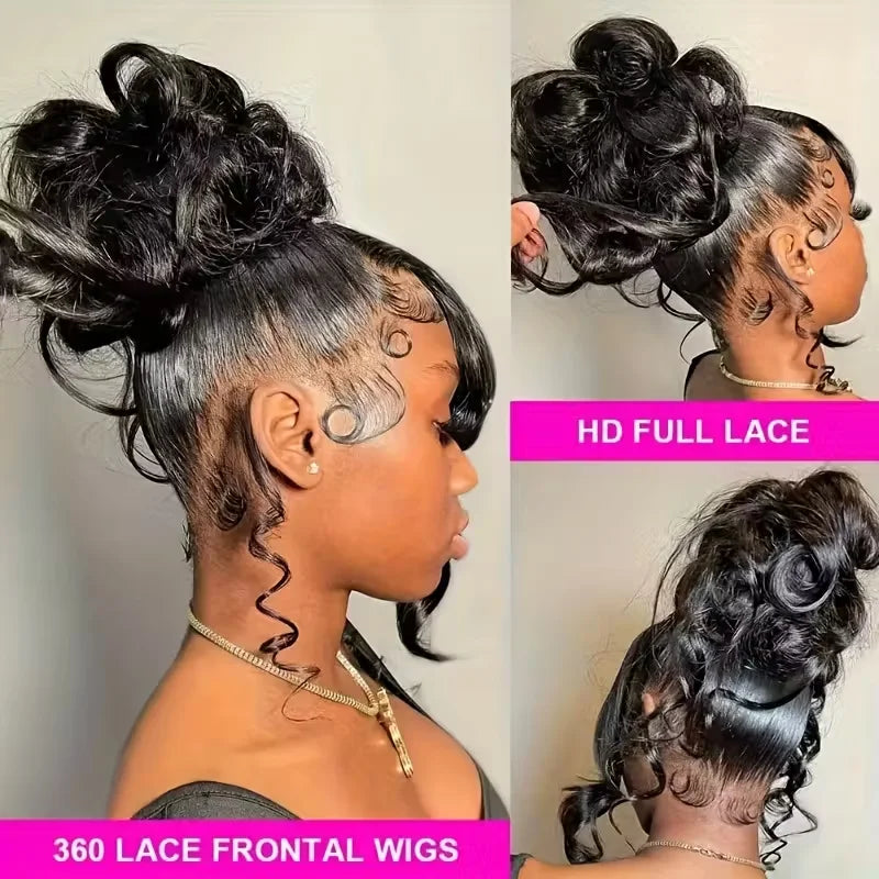 Invisible Strap 360 Full Lace Wig Body Wave 360 Hd Lace Wig 220% Density Natural Color Loose Body Wave Brazilian Human Hair Wigs