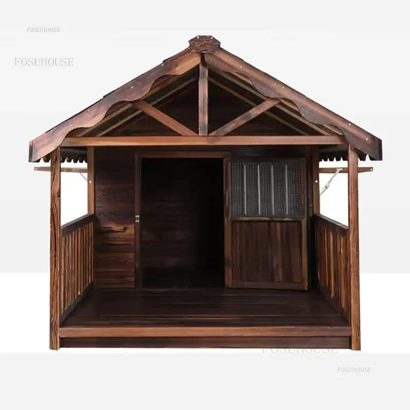 Balcony Solid Wood Dog Houses Outdoor Courtyard Dogs Kennels Breathable Garden Pet Villa Patio Puppy Nest Pet Supplies