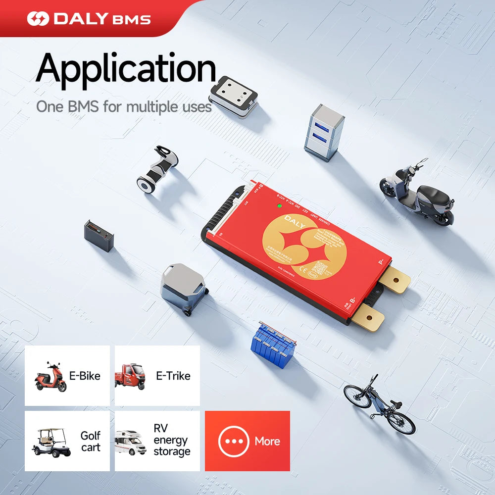 Daly Smart BMSWiFi 4S 12V 8S 24V 16S 48V 40A 100A 150A 200A Active Balance Overcharge/Discharge Protection for Sola/EV with BT