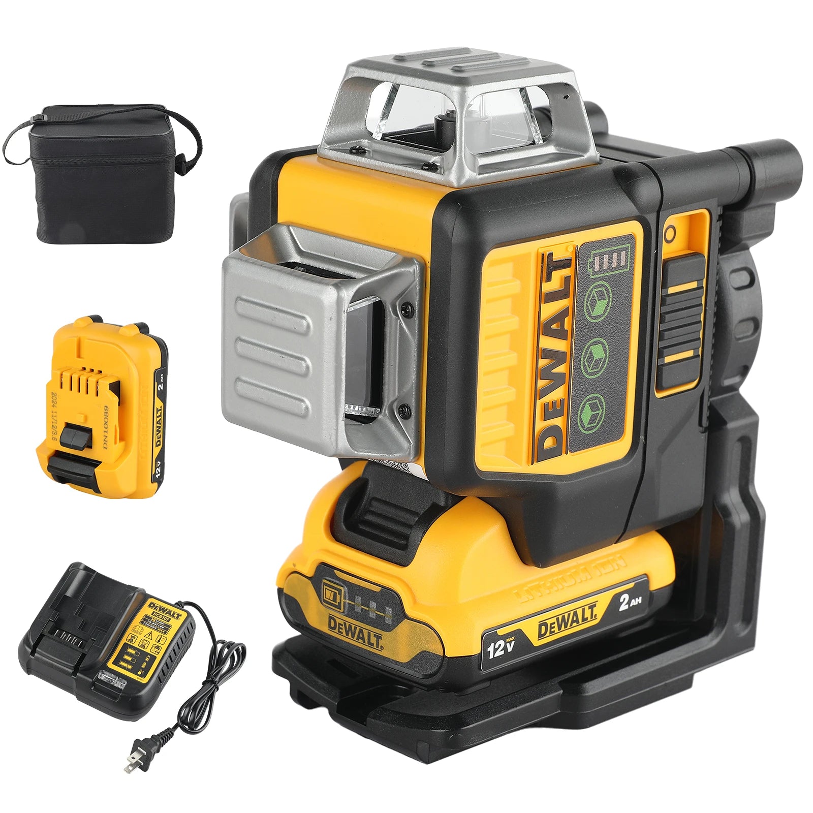 Dewalt DW089LG 12 - Line Laser Level: 3 - Side, 360 - Degree Vertical &