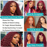 Burgundy Wig Human Hair 99j 13x6 Deep Wave Lace Front Wigs Human Hair
