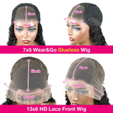 Glueless Kinky Straight Lace Front Human Hair Wig Yaki Straight 13x6 HD Lace Frontal Wig 7x5 HD Transparent Lace Closure Wigs