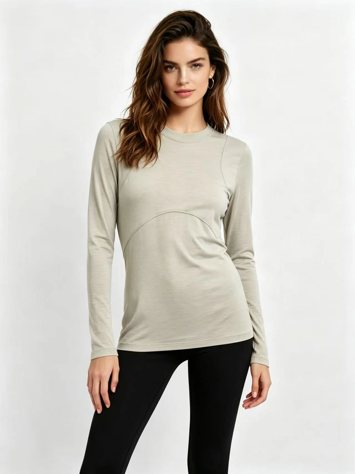 Women's Merino Wool Long Sleeve Shirts Outdoor Sports Yoga T Shirt Women Merino Wool Base Layer Tops Soft Breathable Quick Dry