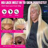 250% 300% Density 13x6 Hd Lace Frontal Wig Human Hair Pre Plucked Remy Brazilian Straight 613 Honey Blonde 13x4 Lace Front Wigs