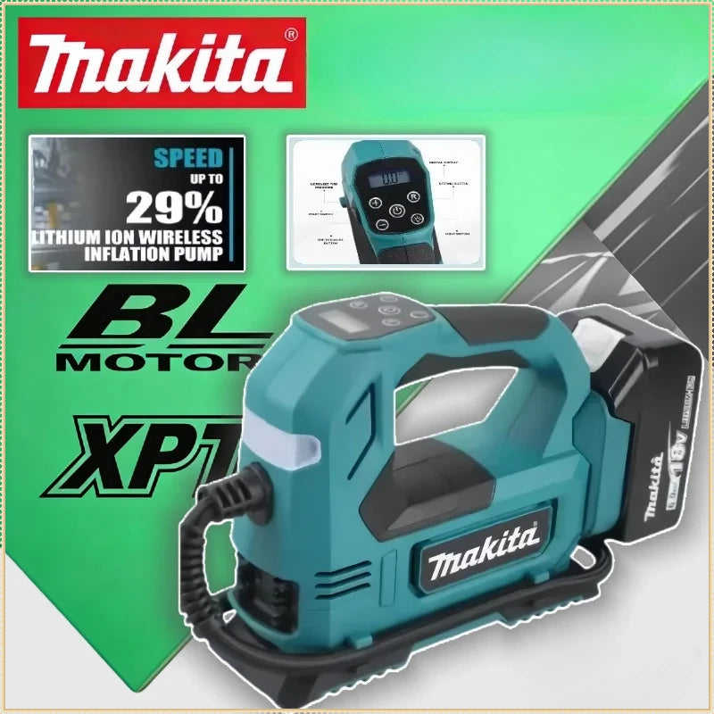 Makita Portable Cordless Tire Inflator Electric Air Pump with Digital Display Screen Air Compressor For Car Bicycle Tires Ball