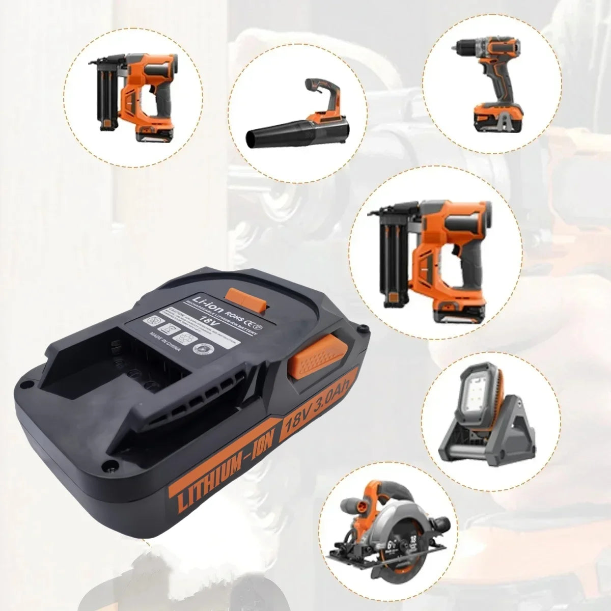 3000mAh 18V Li-ion Rechargeable Battery For RIDGID R840087 R840083 AC840085 Series Cordless Power Tool Accessories Battery