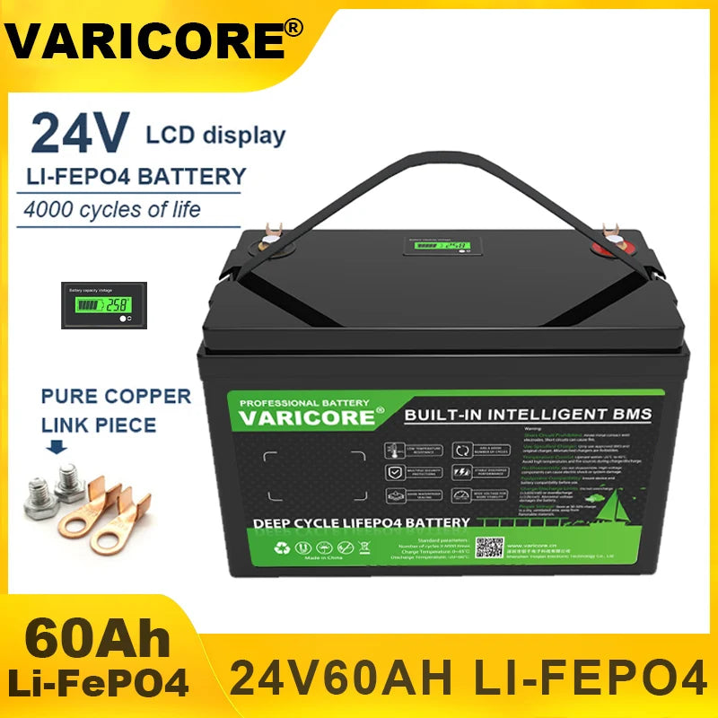 VariCore 24V 100Ah 60Ah 32Ah 8s LiFePO4 Battery Lithium Iron Phosphate for Boat Golf Cart Car Lighter Batteries 29.2V Duty-Free