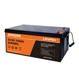 EKPAOWE 24V 25.6V 100AH LiFePO4 Battery 6000+ Deep Cycles Rechargeable Lithium Battery Pack up to 48V 51.2V 400Ah Low-Temp Protection For Fishing, Portable Power Station, Golf Cart, Boat, Camper, Marine, Trolling Motor, Off-Grid, Solar Energy Storage
