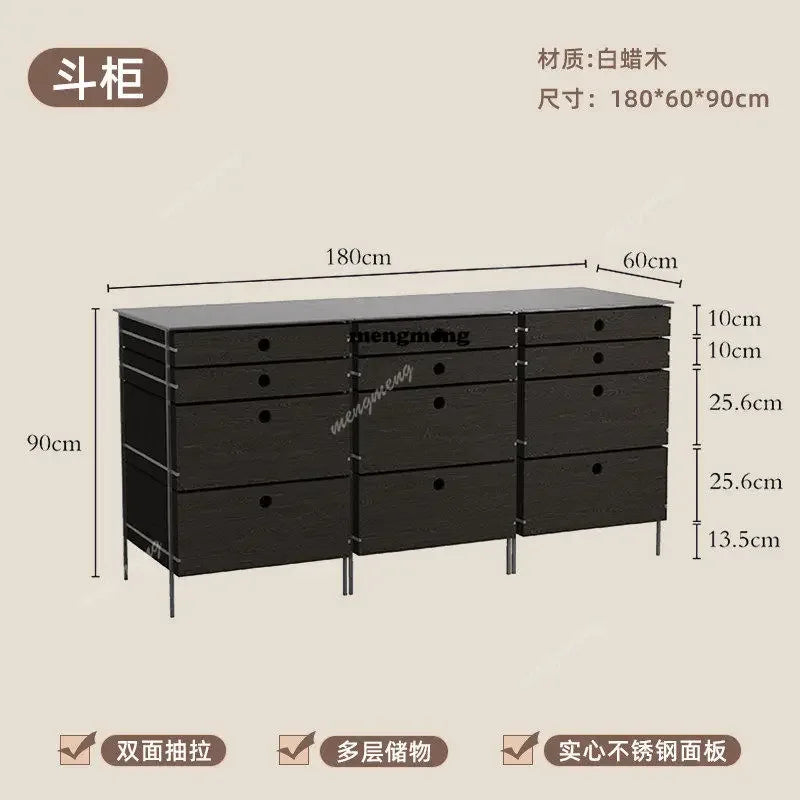 A139 Stainless steel solid wood chest cabinet household multi-layer storage storage living room locker