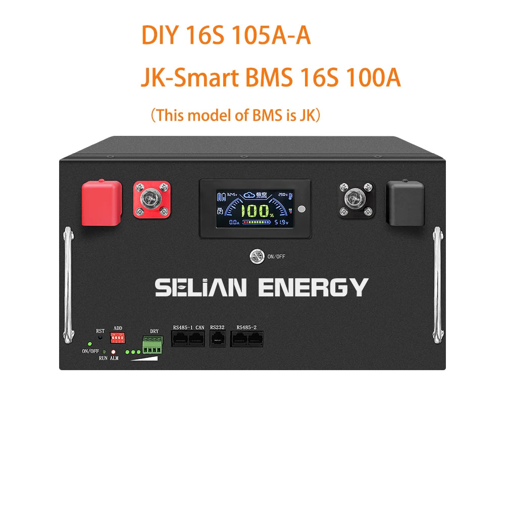 Selianenergy DIY Kits Box 48V 100Ah/105Ah LiFePO4 Battery Case With 16S 100A BMS for Solar Energy Storage For DIY 5kwh PL Stock