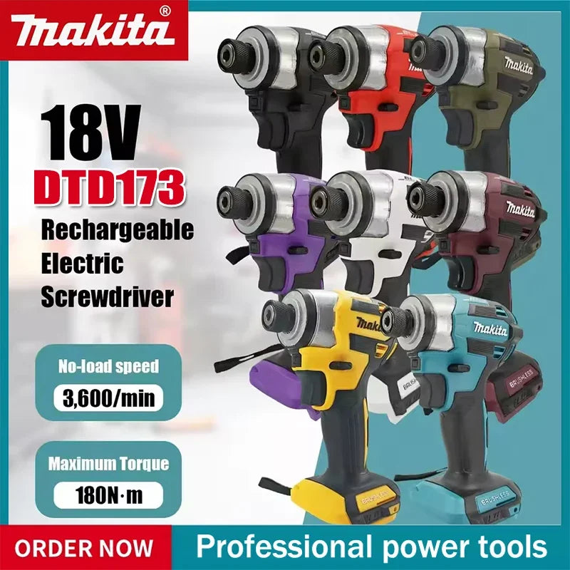 Makita DTD173 1800RPM Cordless Impact Driver 180N.m Brushless Motor Electric Drill Wood/Bolt/T-Mode For Makita Battery