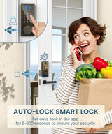 Fingerprint smart door lock with electronic keypad - Biometric Smart Digital Door Lock with Code -Auto Lock