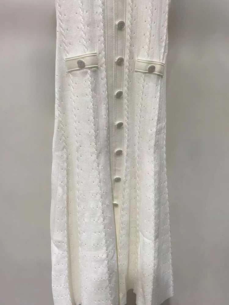 Popular Elegant New Solid Color Round Neck Dress Short Sleeved Long Knitted Dress for Women