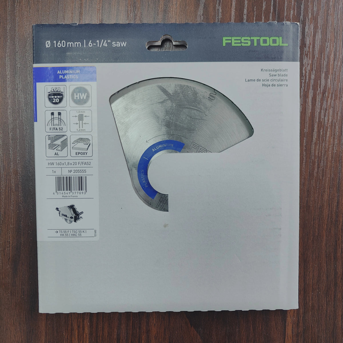 Festool 205555 Circular Saw Blade, 160x1.8x20mm 42T, Fine Cut, for TS 55/TSC 55, Woodworking, Professional Carpenter Tool