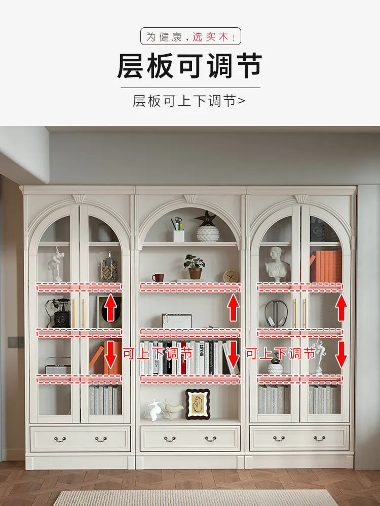 Retro arched free combination whole wall to living room cabinet bookcase