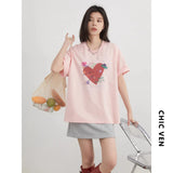 CHIC VEN Fashion Women T-Shirts Cool Sunscreen Printed Short Sleeve Tees Antibacterial Quick Drying Top for Girl Summer 2025