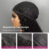 Upgrade 3 IN 1 Half Wig With Drawstring Seamless Clip Ins Flip Over