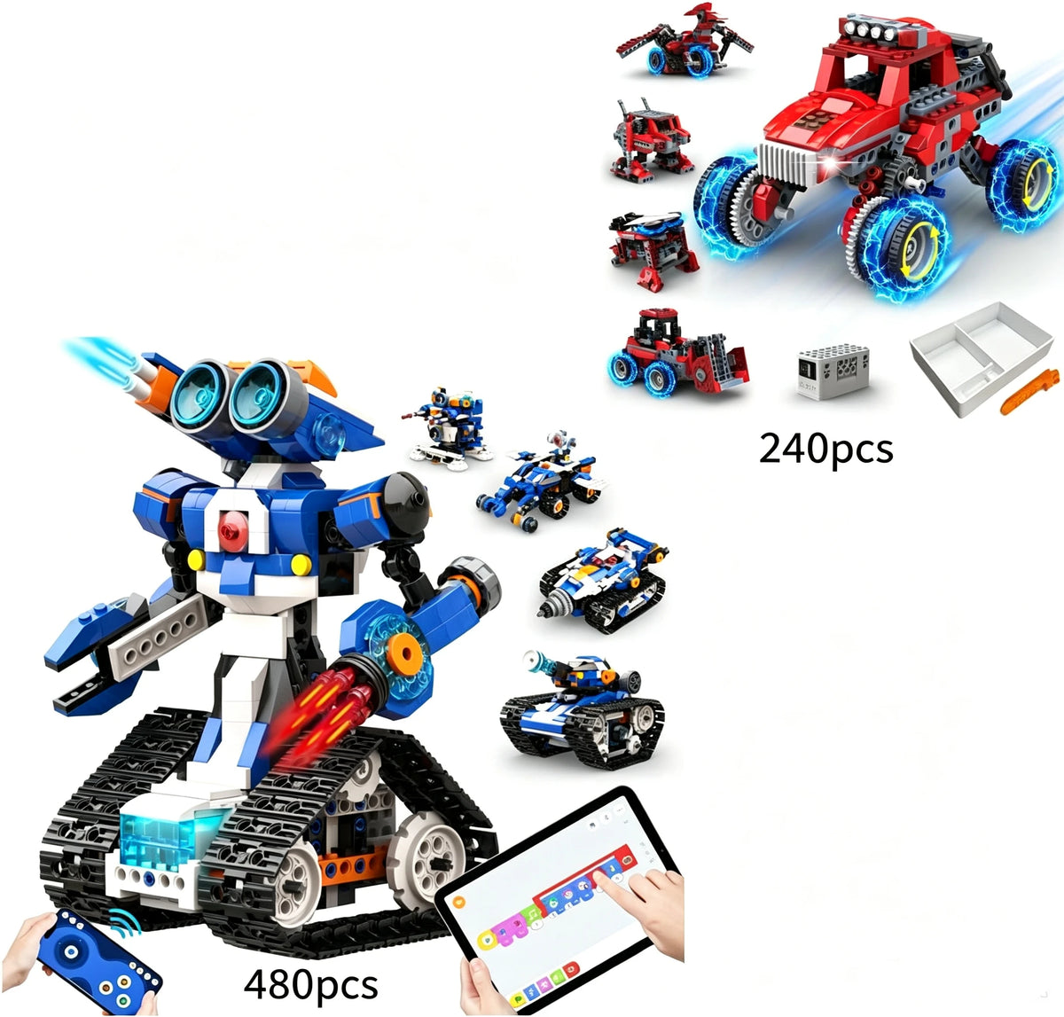 APITOR Building Blocks MIT APP Control Scratch Programmable Monster Robot Car Building Blocks STEM Electric DIY Coding Toy Birthday Gift For Children
