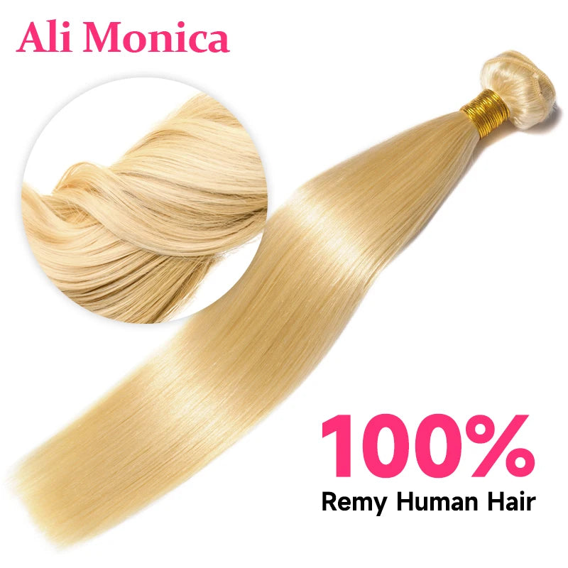 Alimonica Bundles Honey 613 Blonde Remy Brazilian Straight Hair Weave Weft Remy Human Hair Bundles 8 - 40 Inch Free Shipping