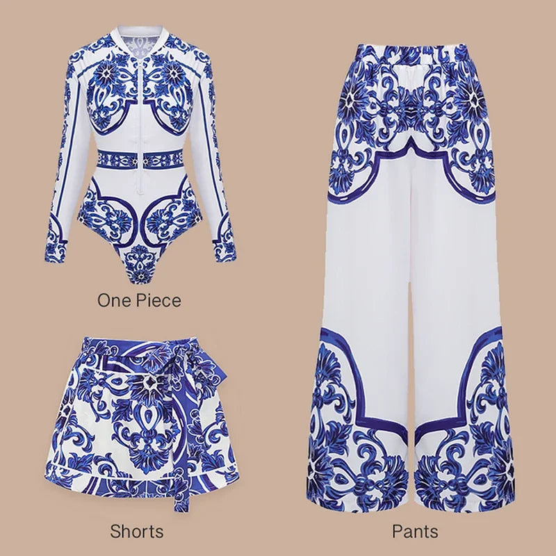 Women New Surfing Sport Swimsuit Long Sleeves One Piece Swimsuit Swimwear Solid Monokini Bathing Suit Tropical Bodysuit Female