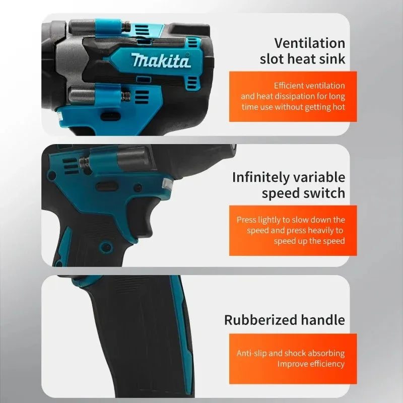 Makita Brushless DTW700 Cordless Electric Impact Wrench 1/2 Inch 18V Battery Compatible Power Tool for Automotive Repair