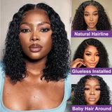 Pre Cut No Glue Water Wave 13x6 Bob Wigs Curly 7x5 Glueless Wig Human